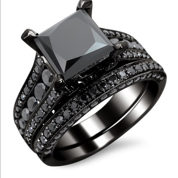 *NEW 💎18K BLACK SAPPHIRE STERLING SILVER RING - Picture 1 of 7